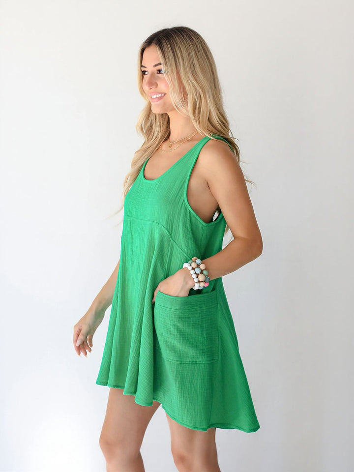 Green Mini Dress With Pockets