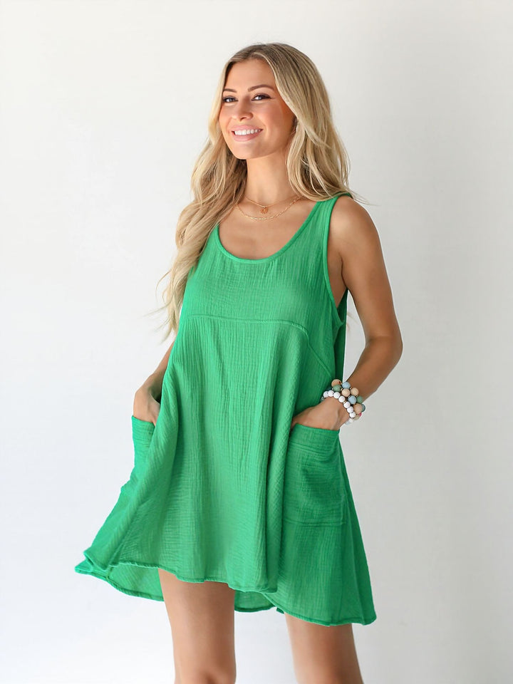 Green Mini Dress With Pockets