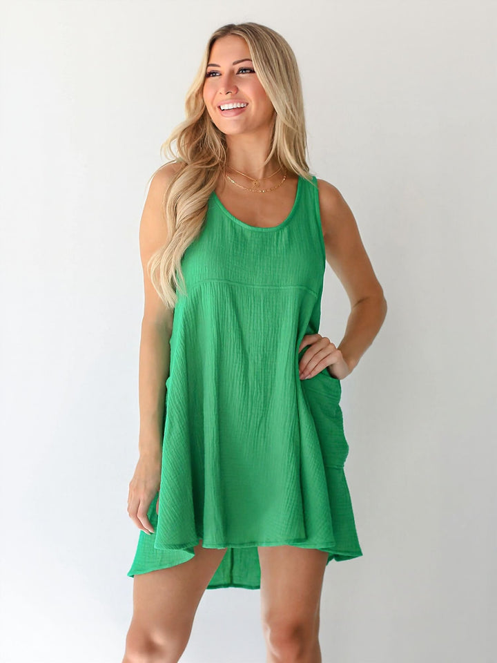 Green Mini Dress With Pockets