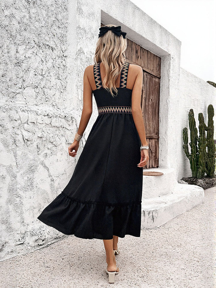 Black Halter Neck Midi Dress With Contrast Tape