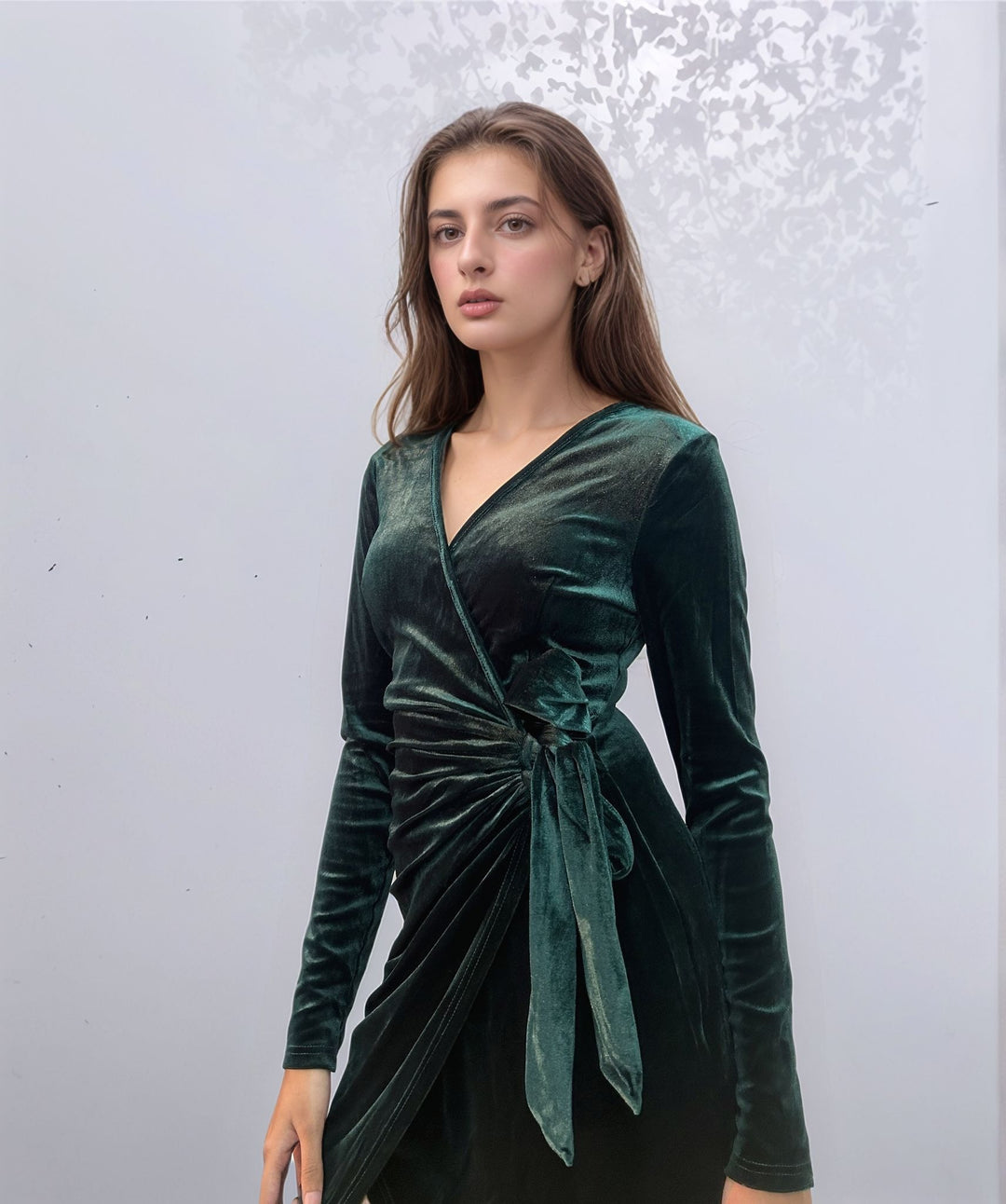 Green Velour Wrap Dress