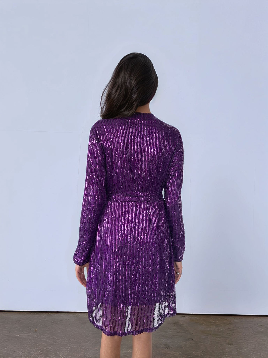 Purple Sequined Mini Dress