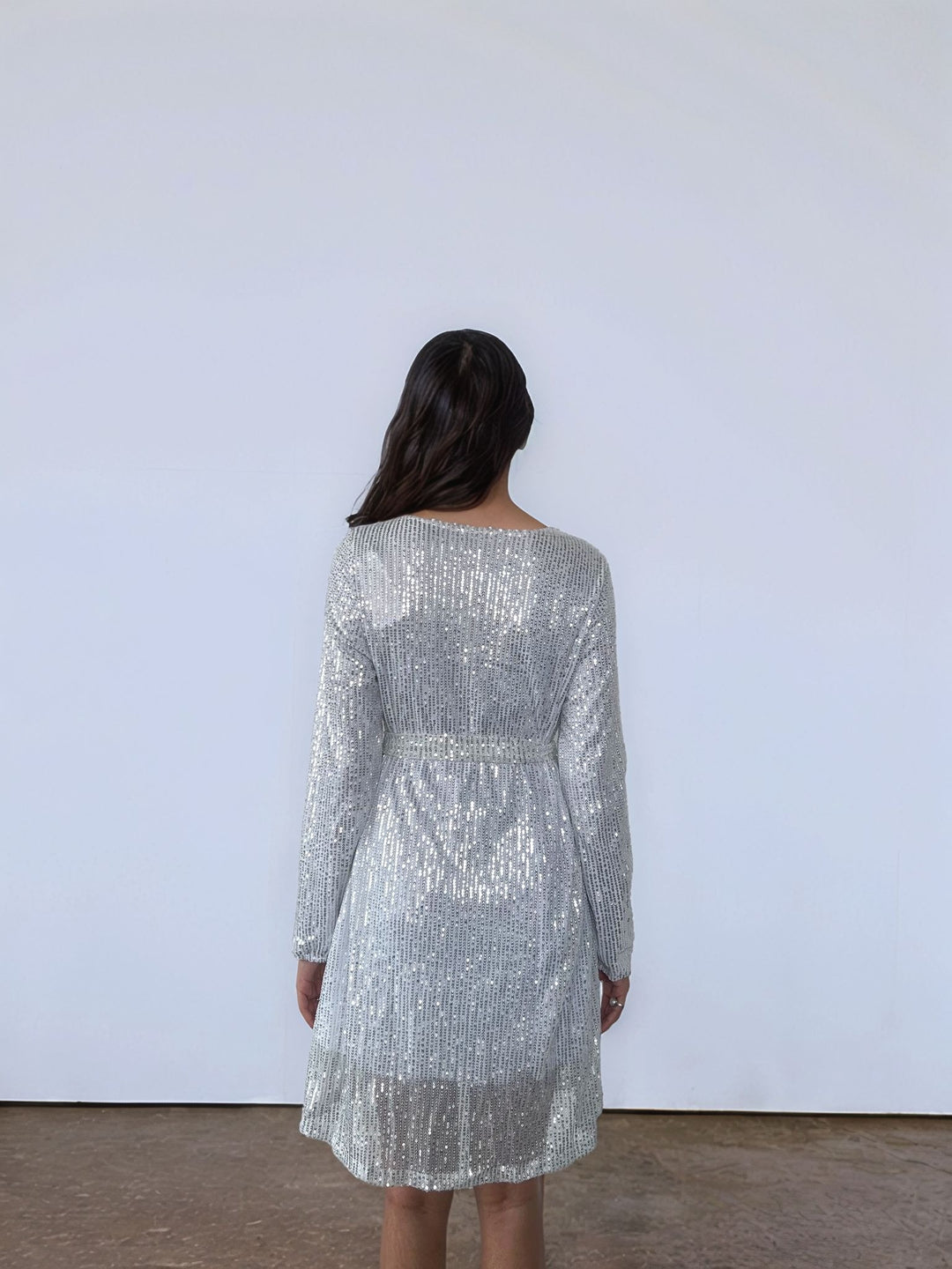 Silver Sequined Mini Dress