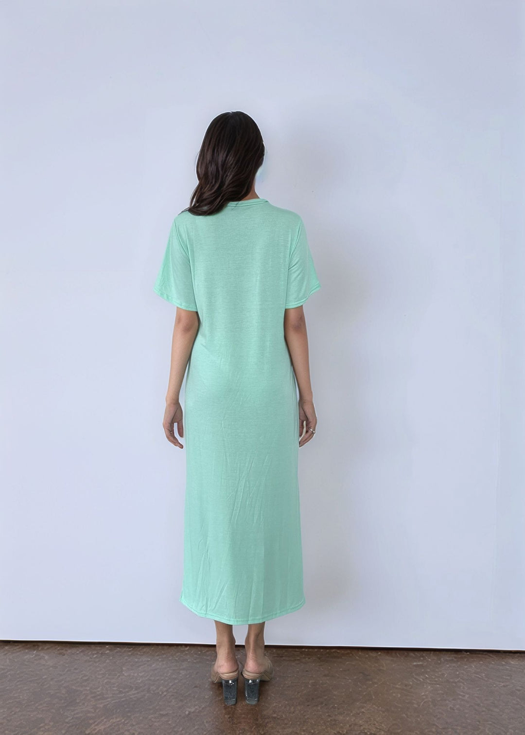 Green Short Sleeve Tee Dress