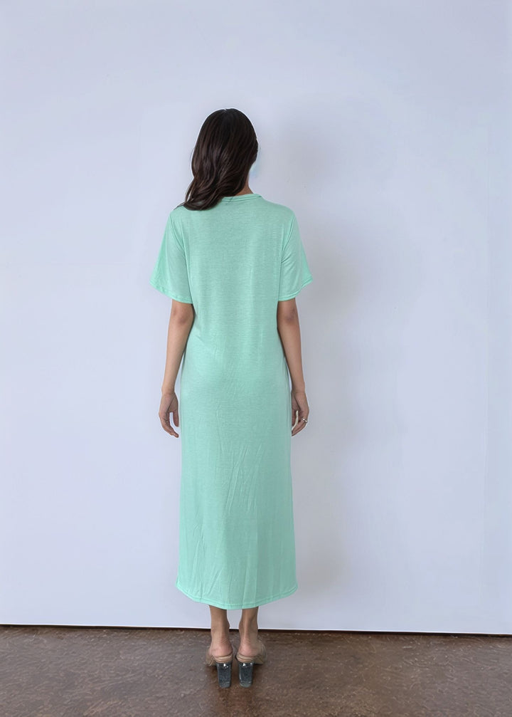 Green Short Sleeve Tee Dress