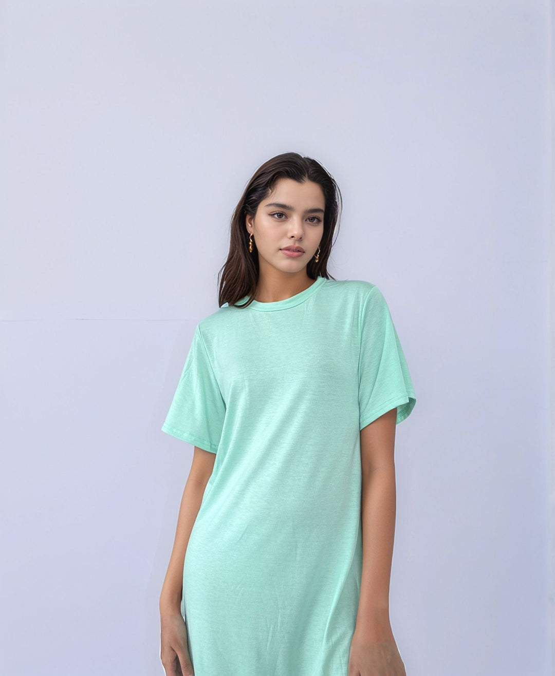 Green Short Sleeve Tee Dress