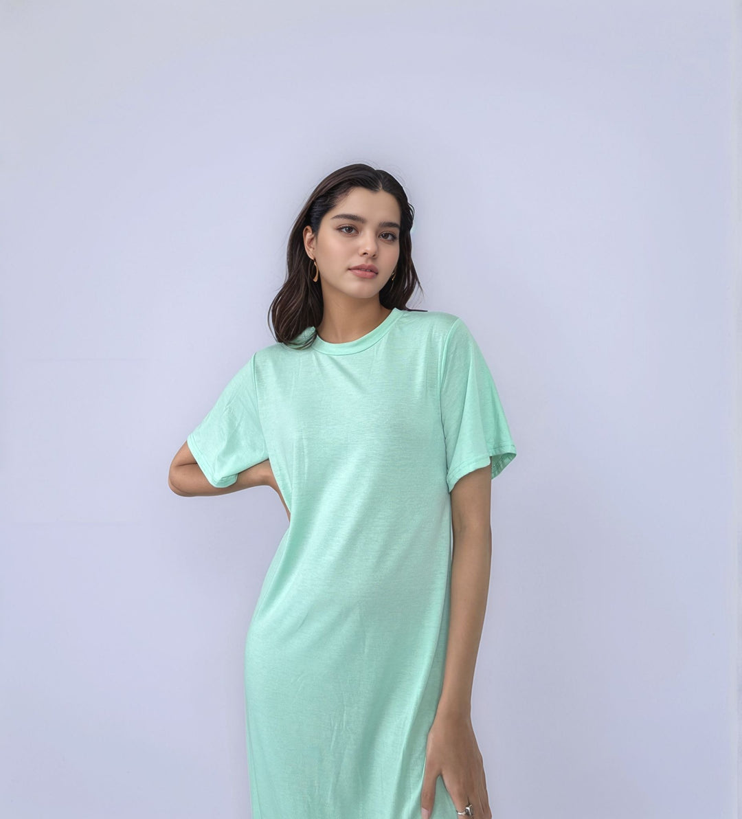 Green Short Sleeve Tee Dress