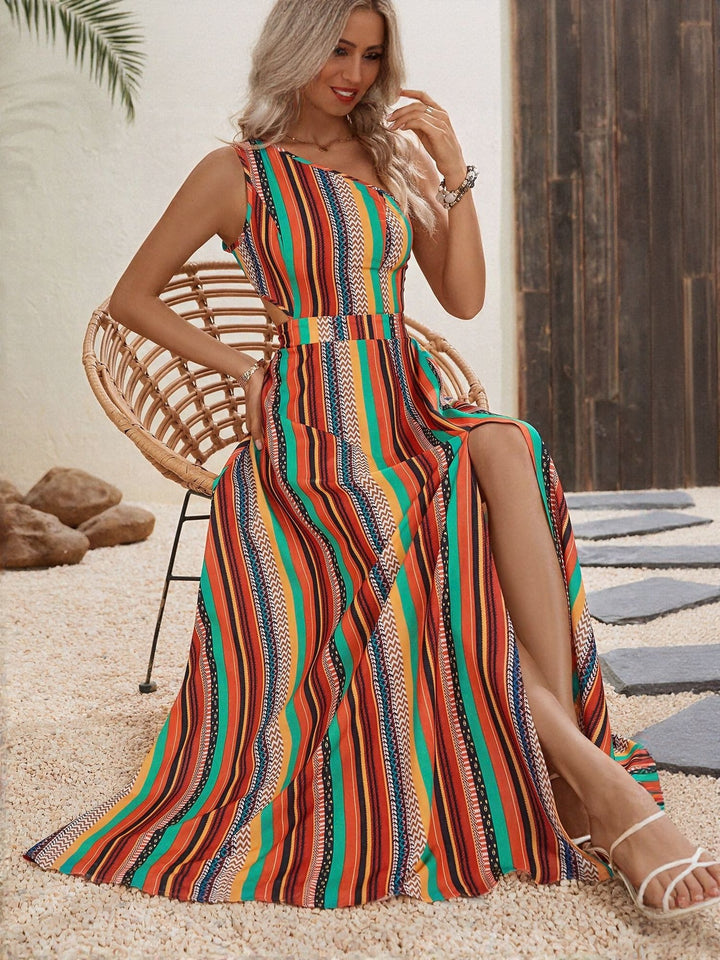 Multi One Shoulder Maxi Dress
