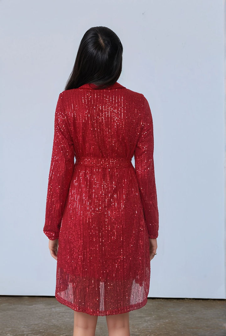 Red Sequined Mini Dress