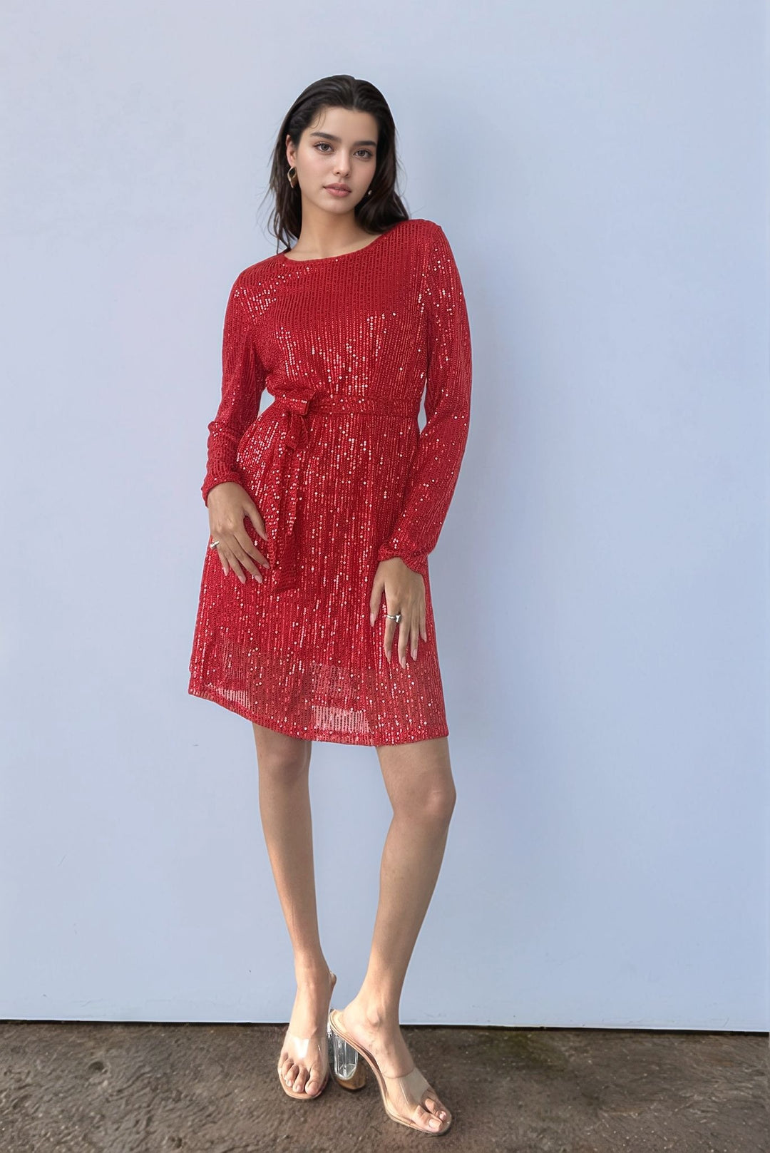 Red Sequined Mini Dress