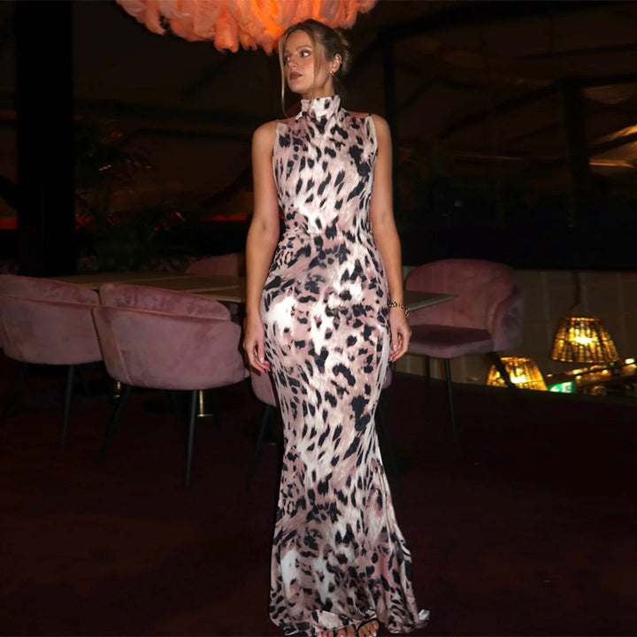 Brown Animal Print Maxi Dress