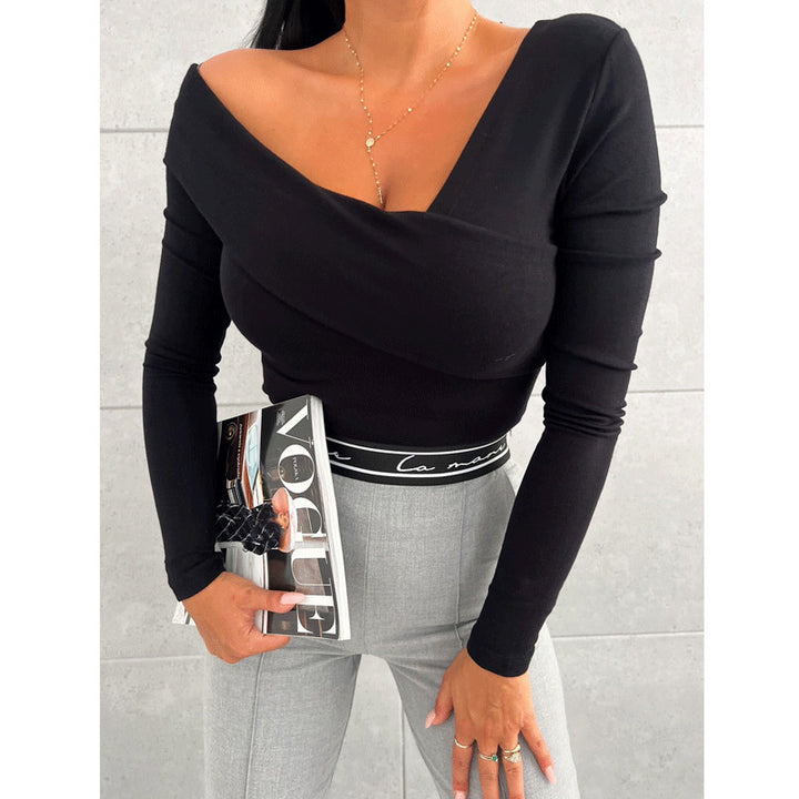 Black Off-Shoulder Criss Cross Detailing Top
