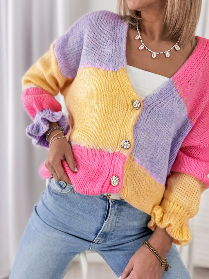 Multi Full Sleeves Colour Block Sweater