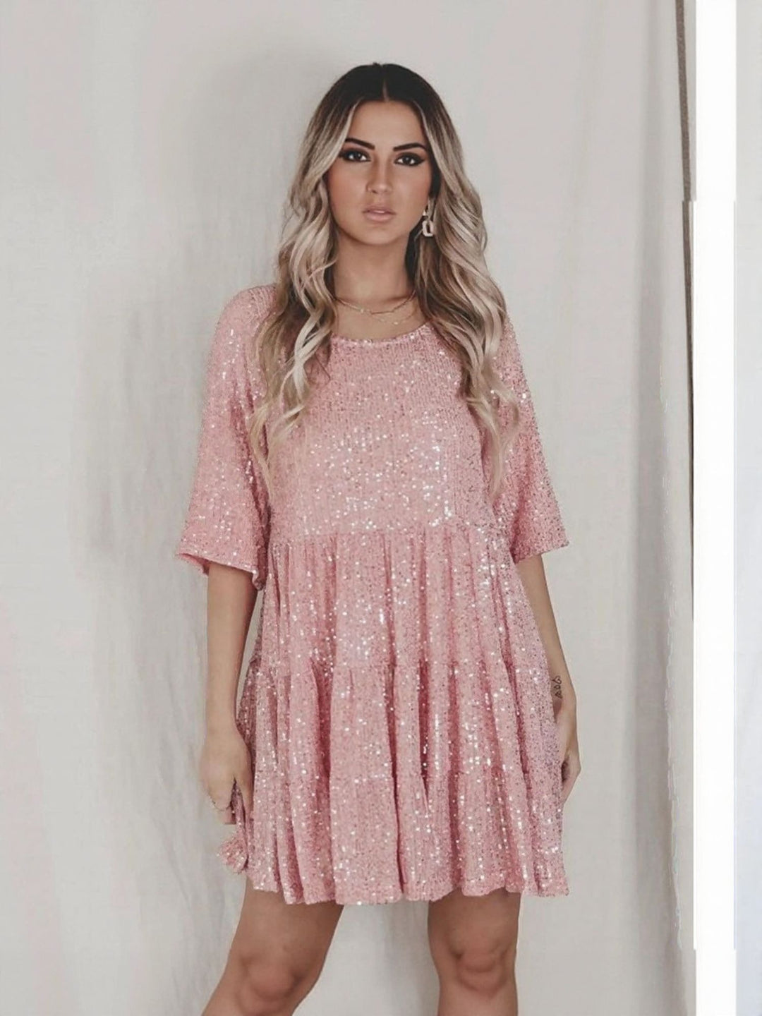 Pink Sequin Party Dress