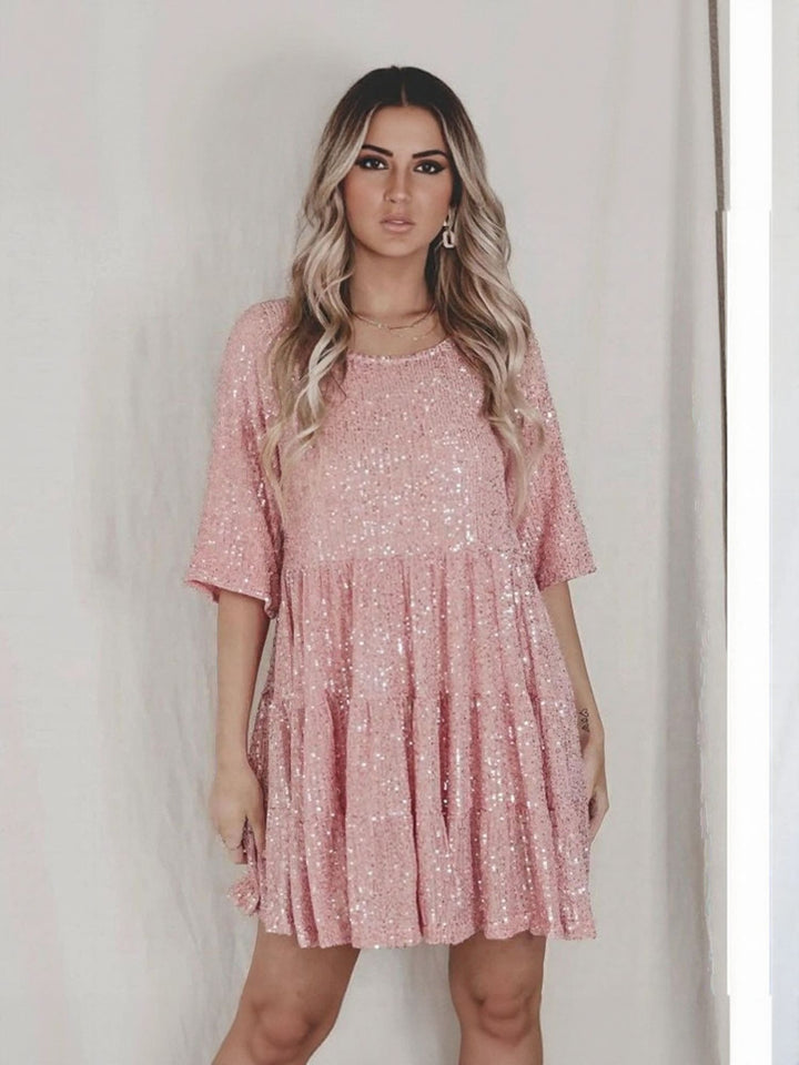 Pink Sequin Party Dress