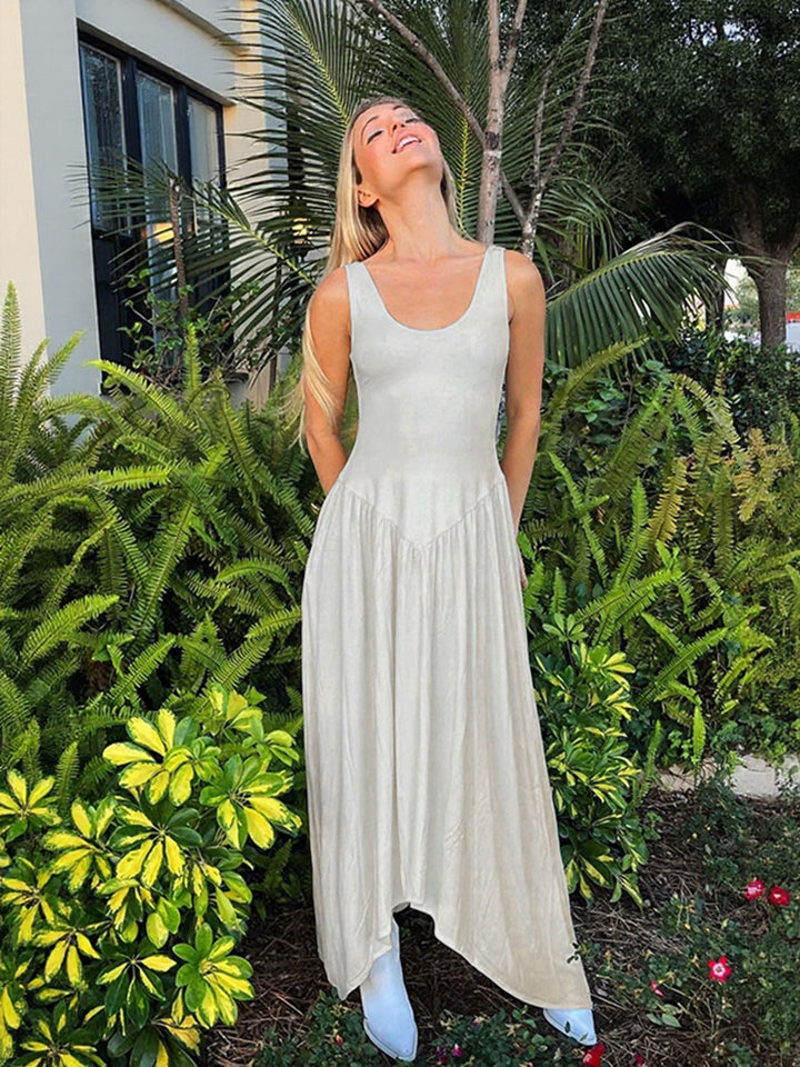 White Fit And Flare Maxi