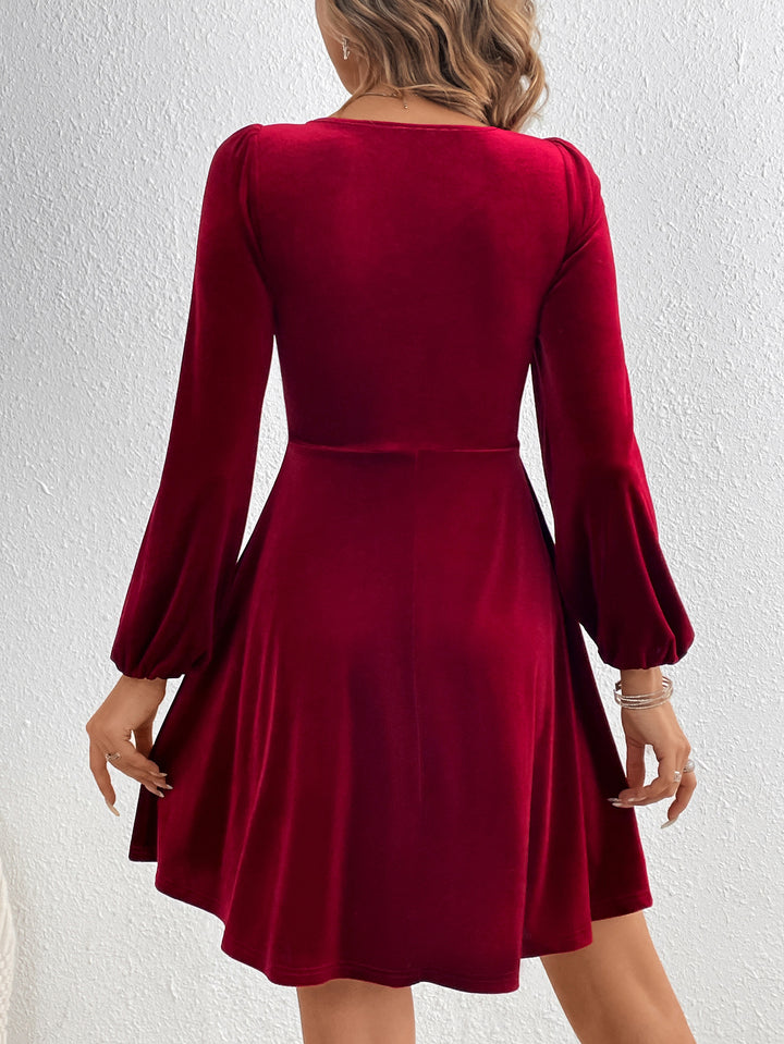 Burgundy Plunge Neck Twisted Mini Dress