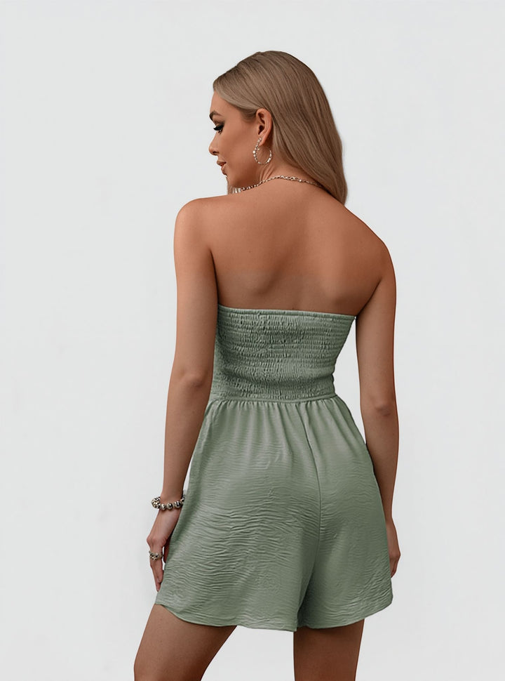 Green Smocked Tube Romper