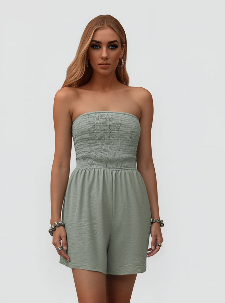 Green Smocked Tube Romper