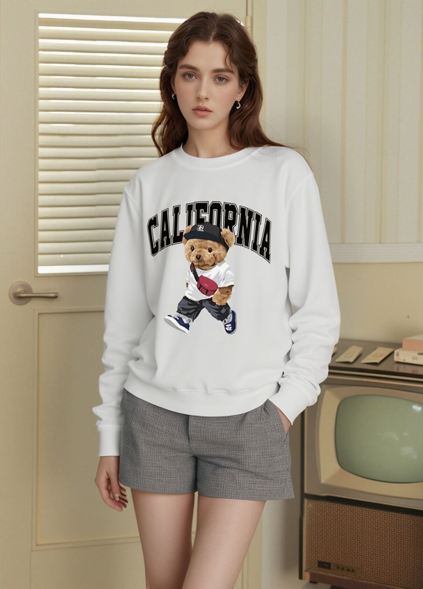 White Typography Relaxed Sweatshirt