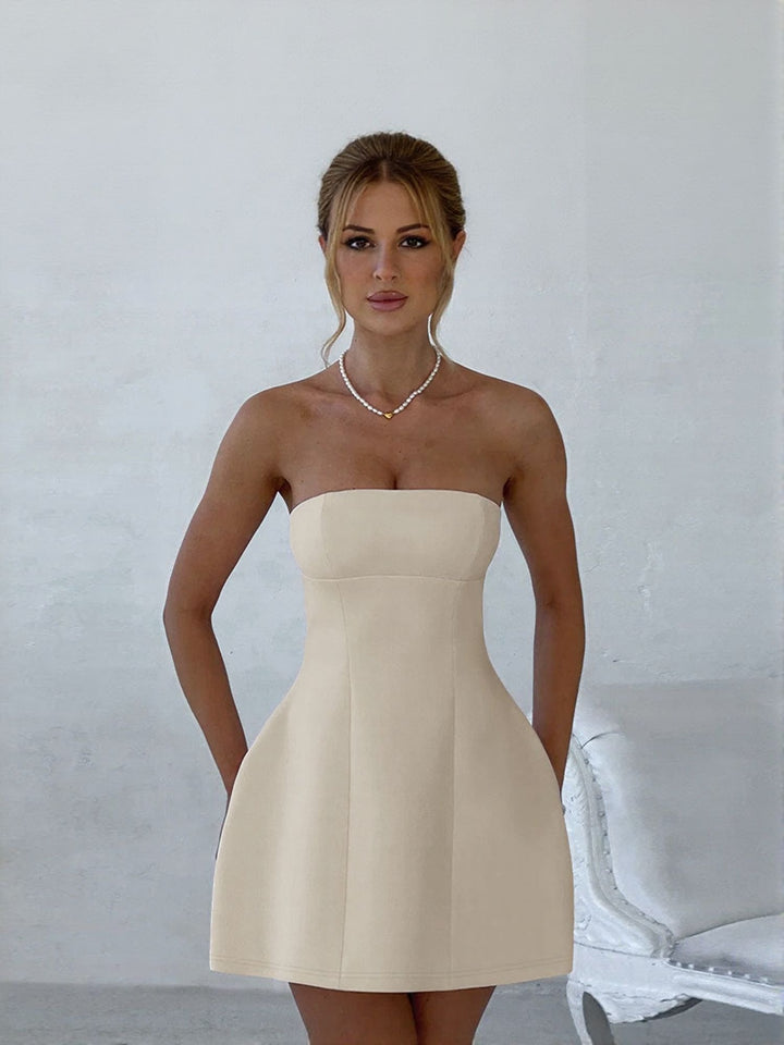 Offwhite  Off Shoulder Skater Dress
