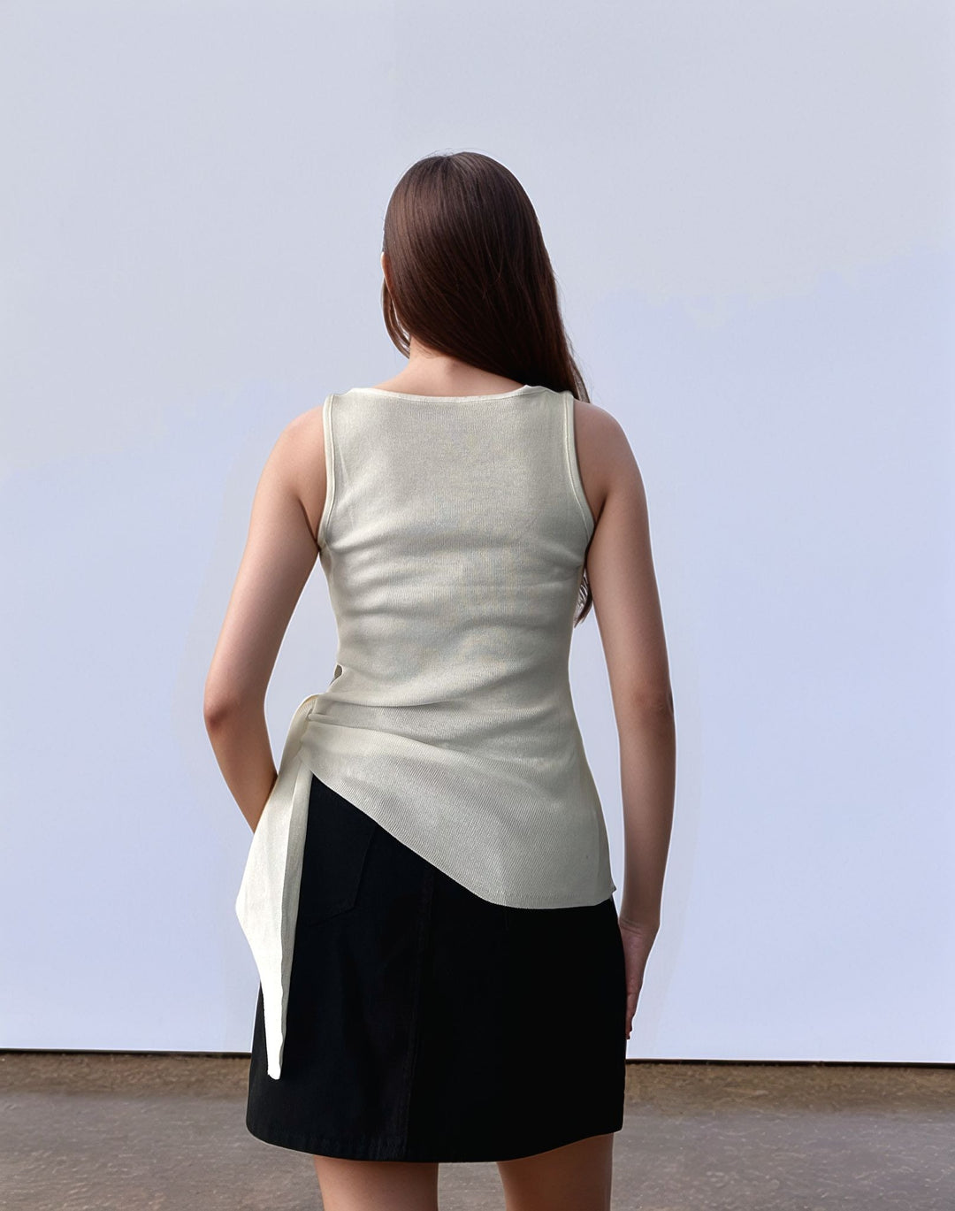 White Sleeveless Wrap Top