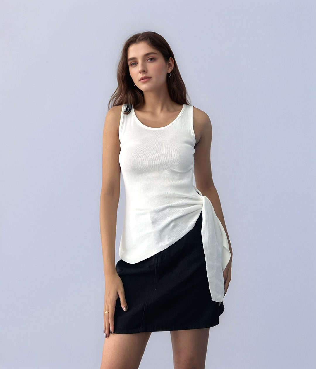 White Sleeveless Wrap Top