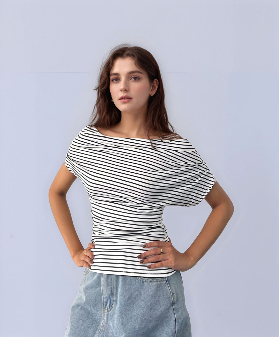 White Stripes Fitted Top