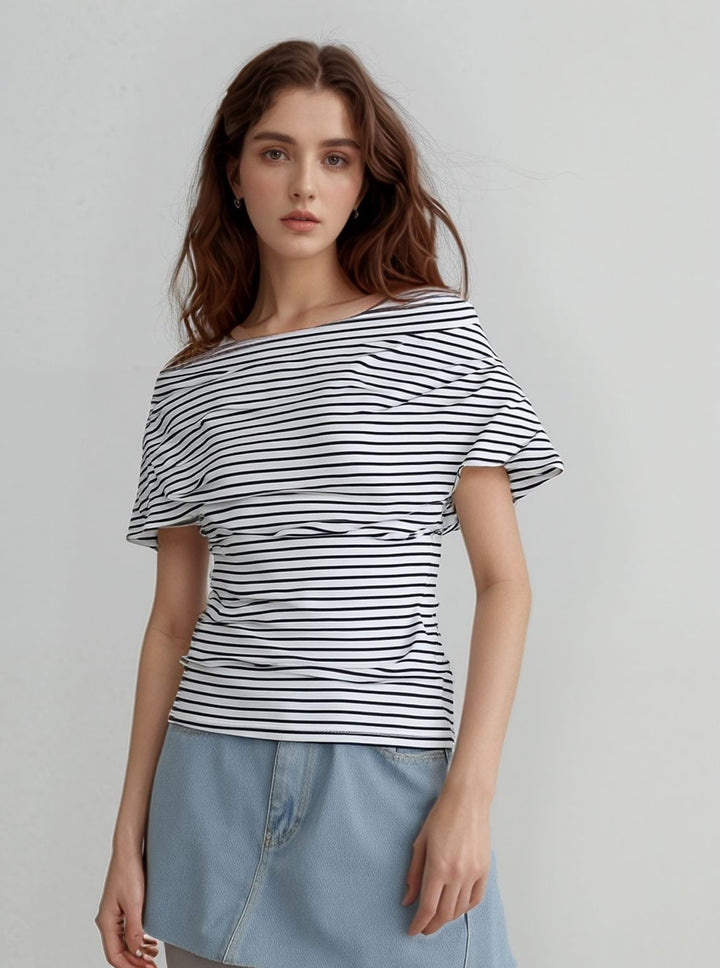 White Stripes Fitted Top