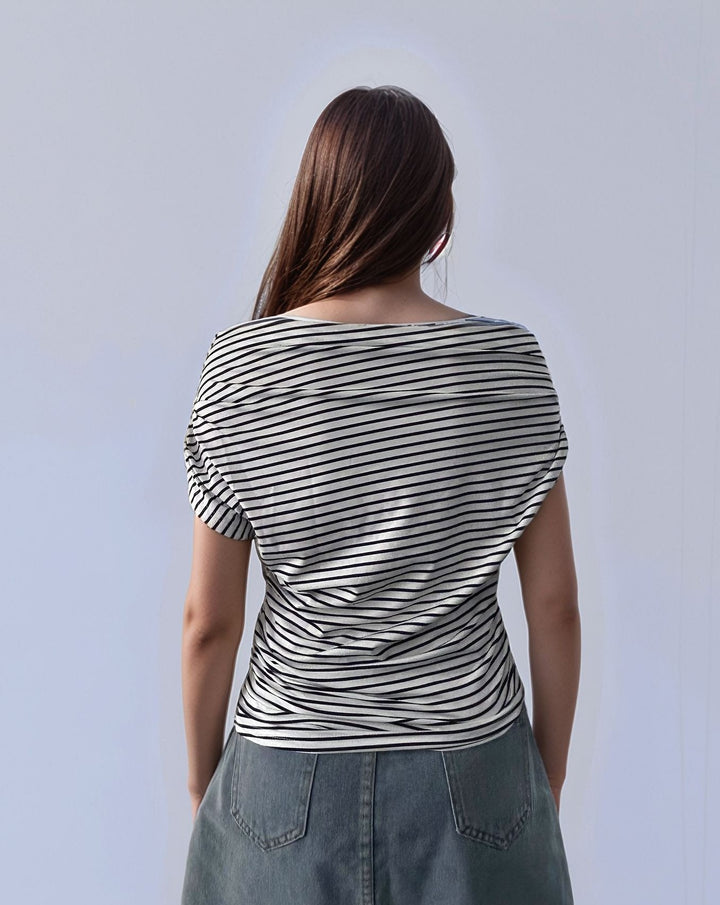 White Stripes Fitted Top