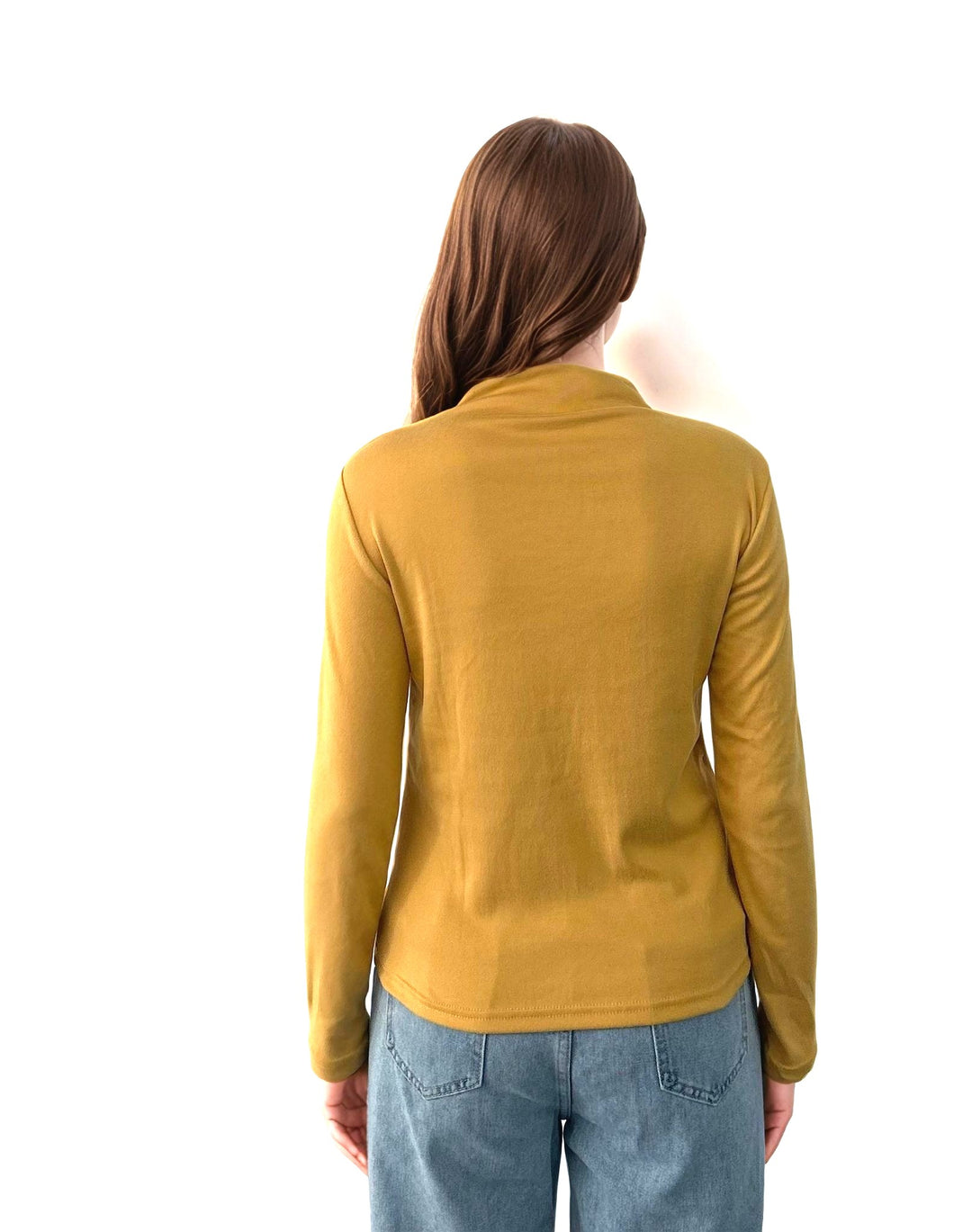 Mustard High Neck Ribbed Top