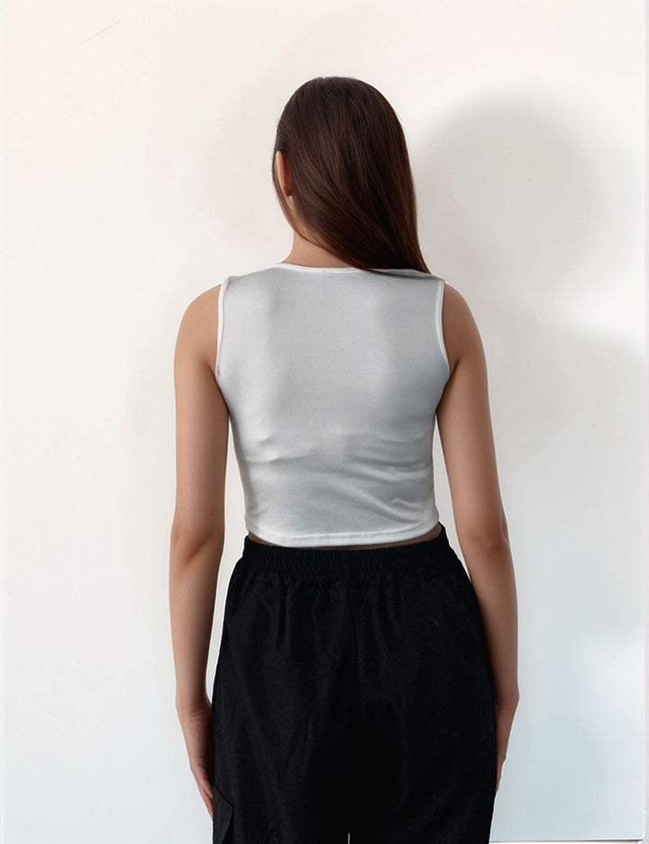 White Cropped Tank Top