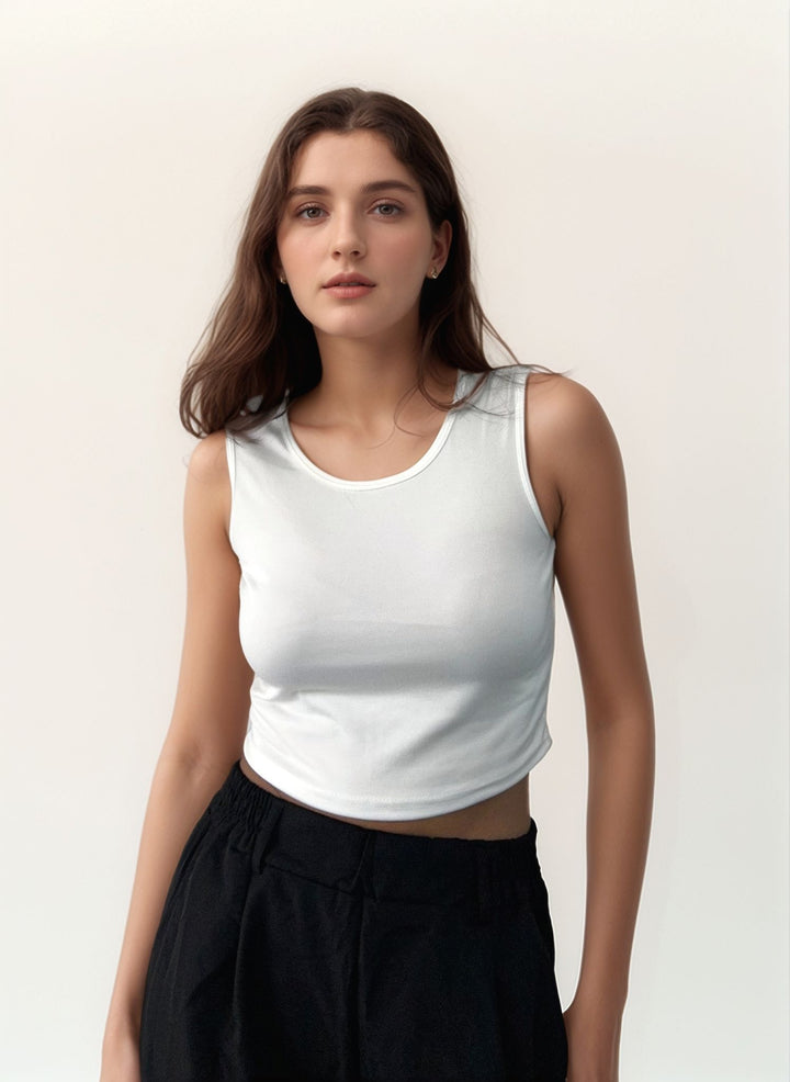 White Cropped Tank Top