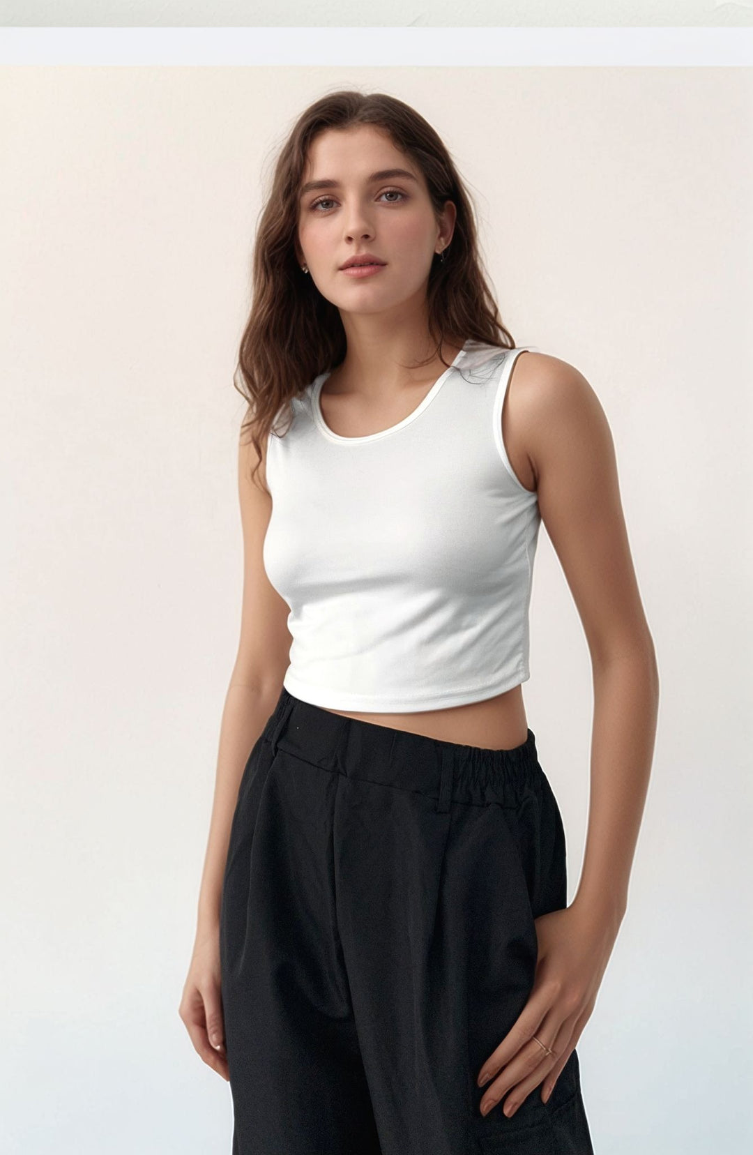 White Cropped Tank Top
