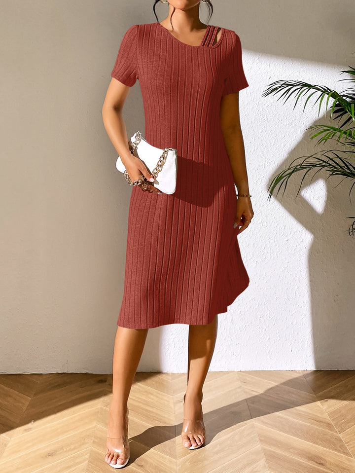 Orange Aline Ribbed Midi Slit Dress