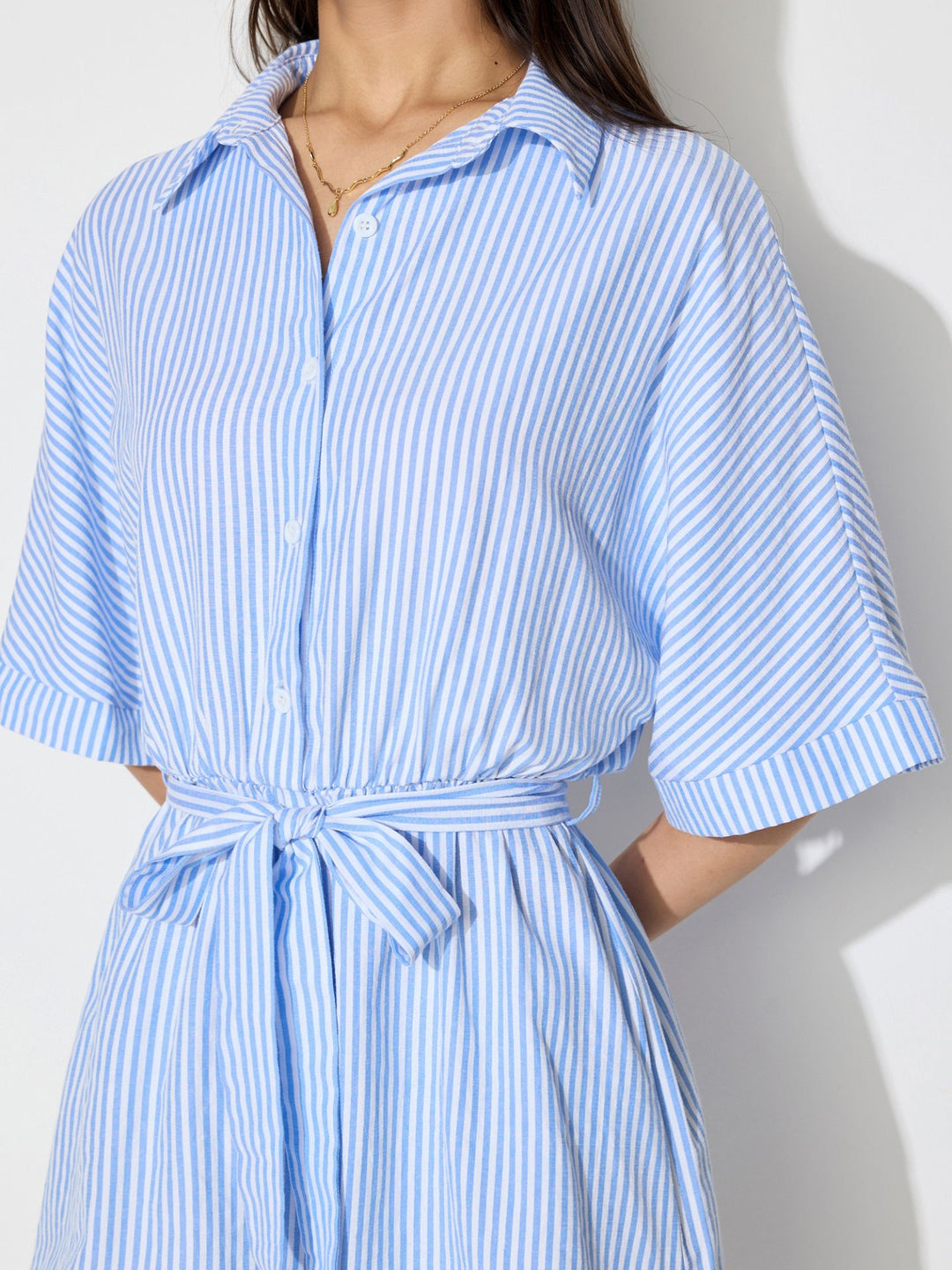 Blue Front Buttoned Playsuit