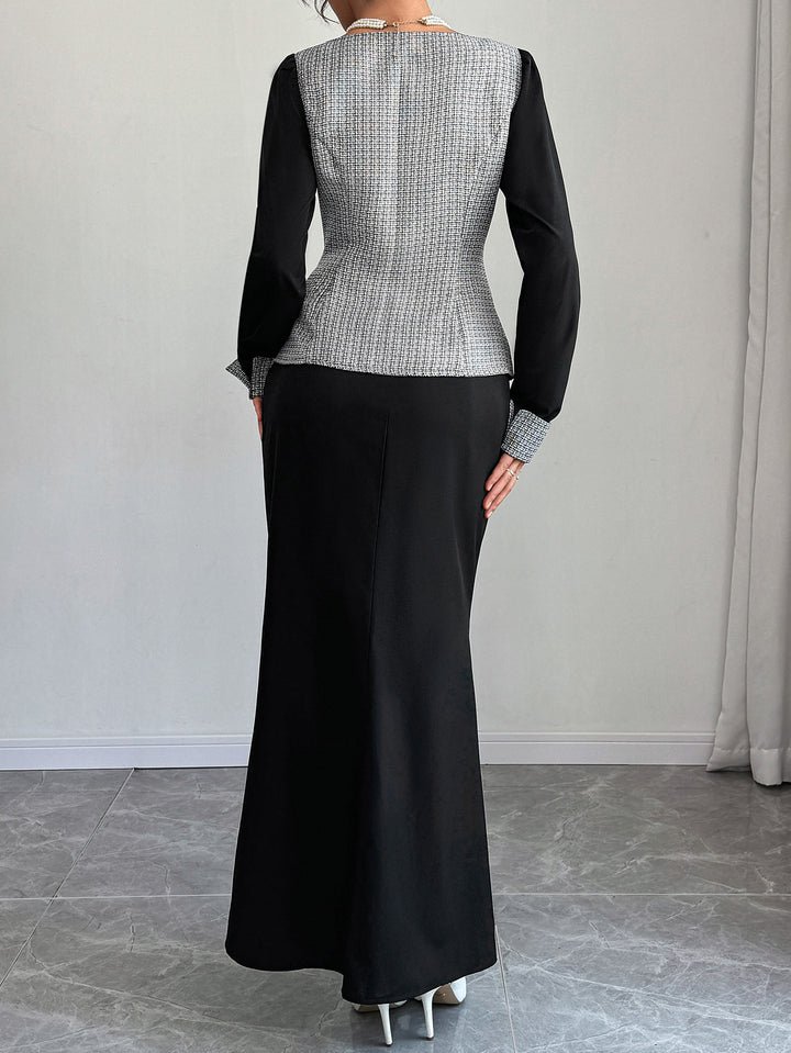 Black Full Sleeve Waist Coat Style Dress