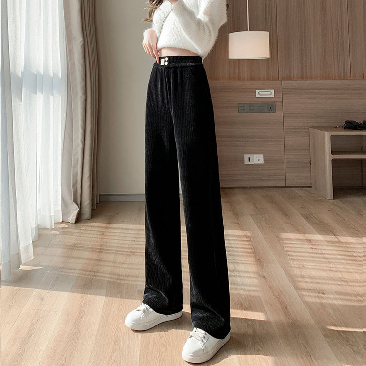 Black Corduroy Wide Leg Pants
