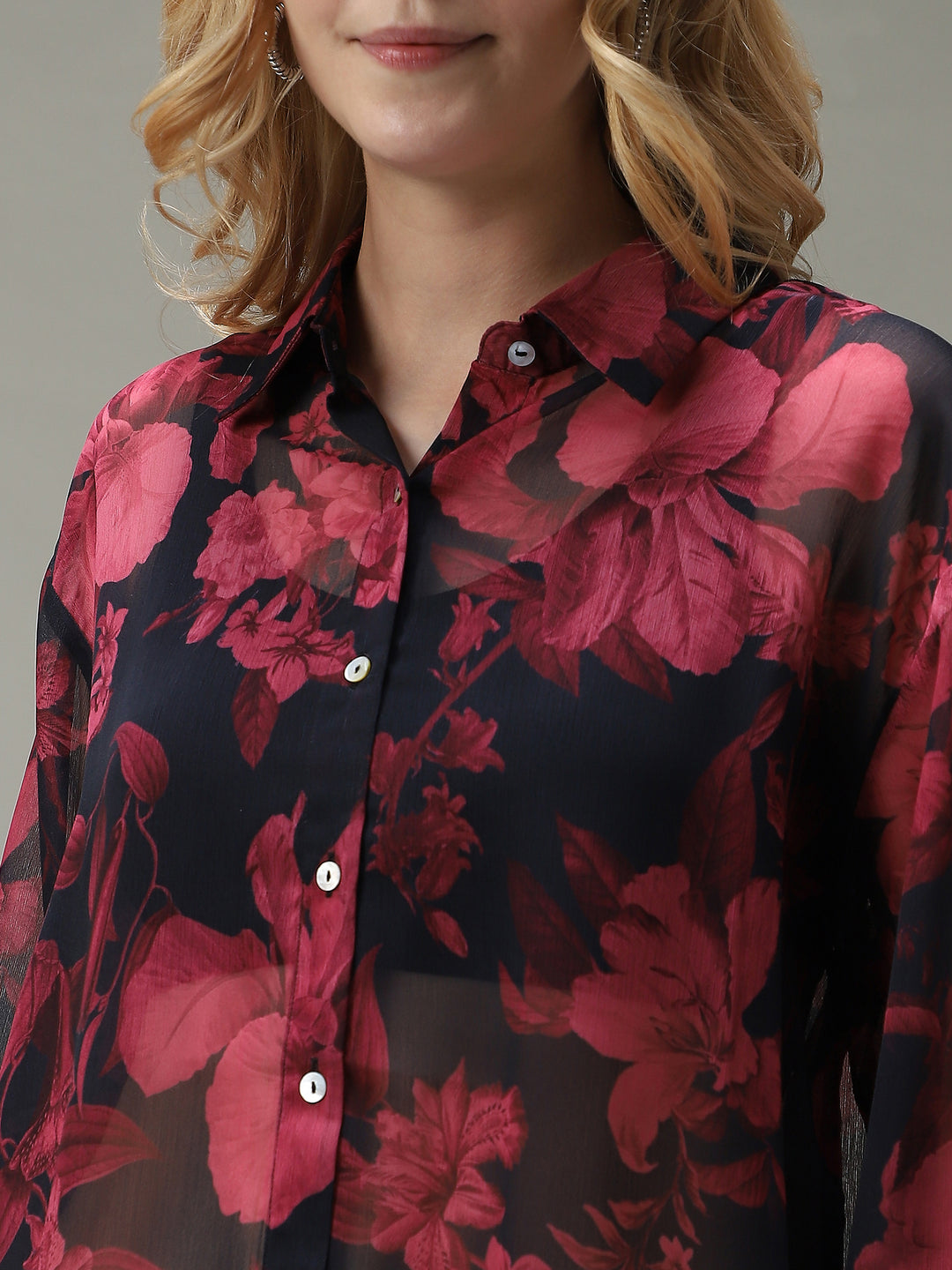 Black Printed Longline Shirt