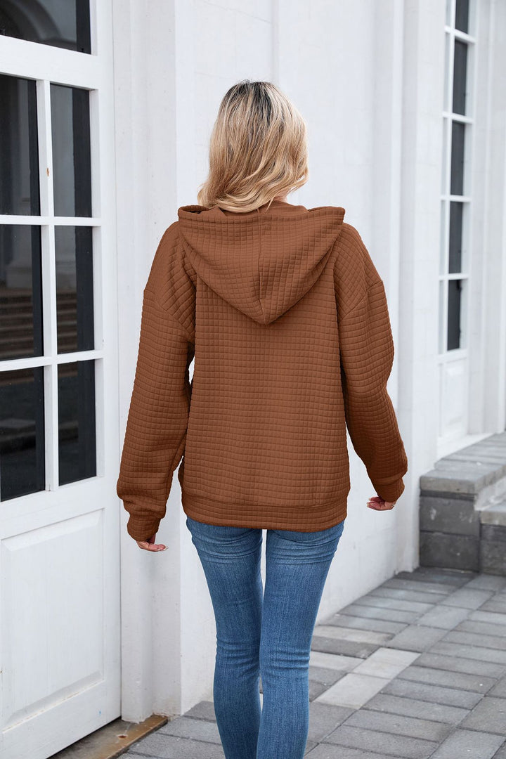 Brown Full Sleeves Solid Hoodie