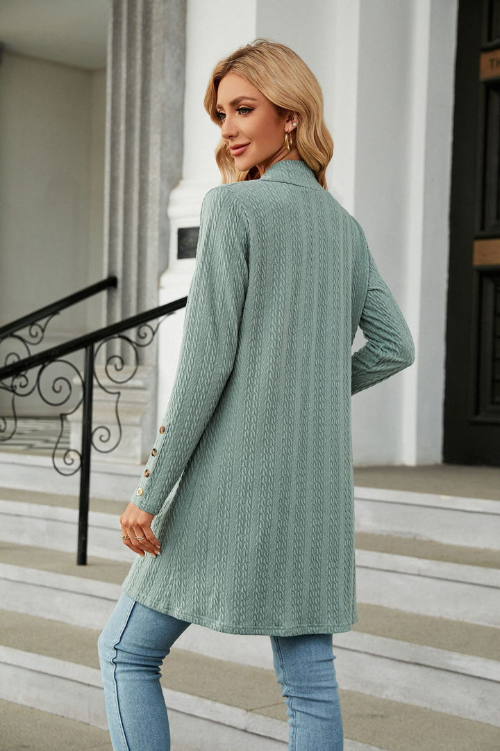 Light Green Full Sleeves Solid Shrug