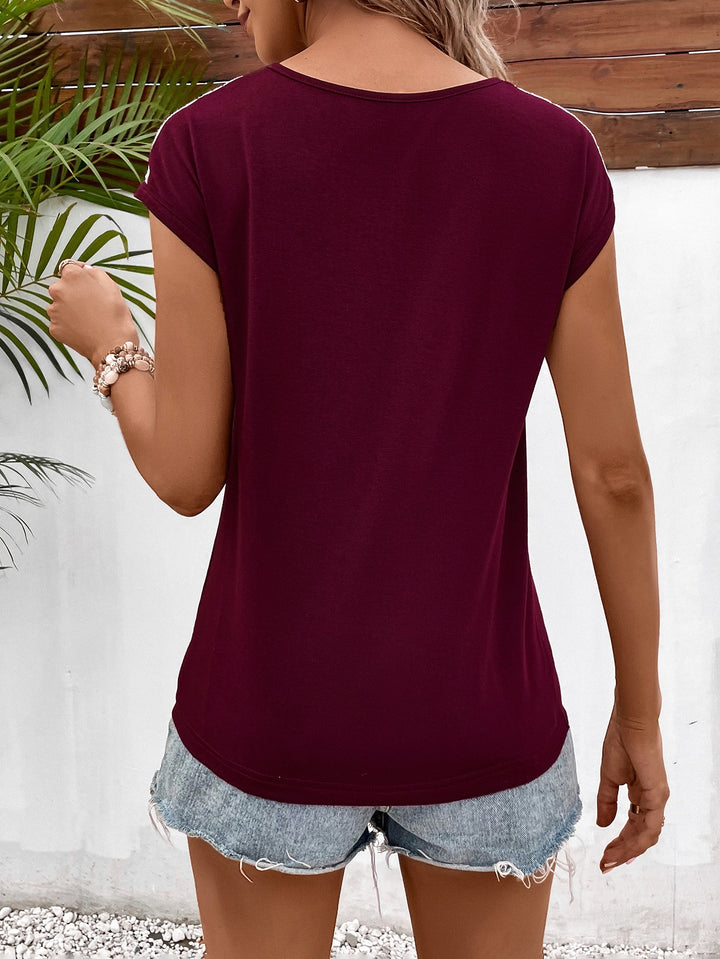 Maroon Shoulder Lace Panel Top