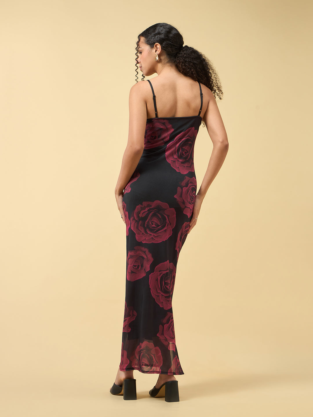 Black Thin Stapped Fitted Dress