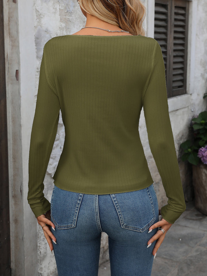 Green Neck Cutout Detail Top