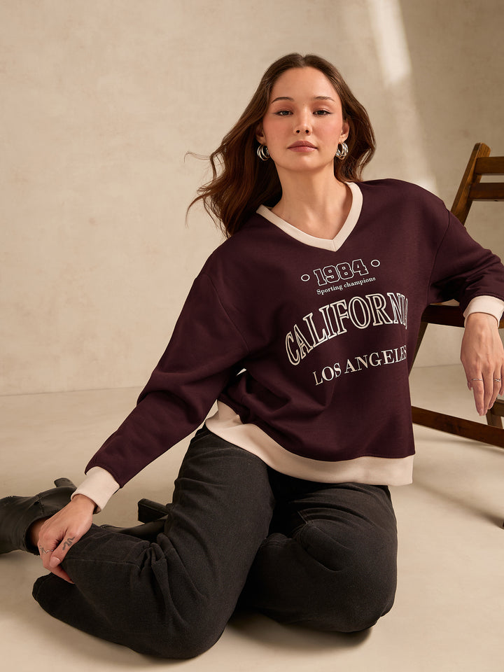 Brown Varsity Graphic Sweatshirt
