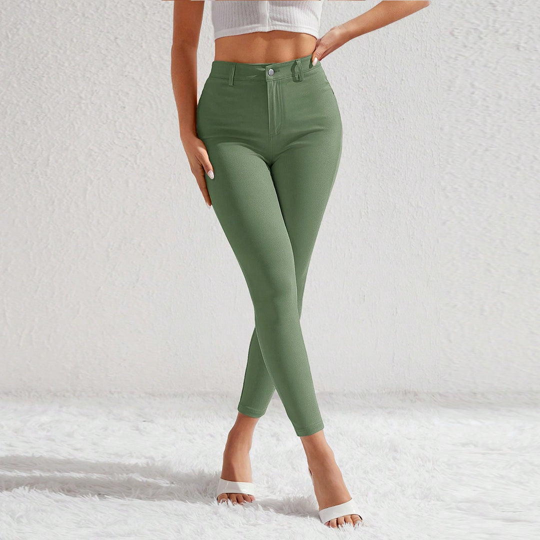 Green Coloured High Waist Skinny Denims