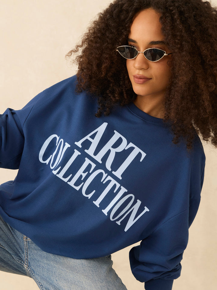 Blue Typographic Sweatshirt