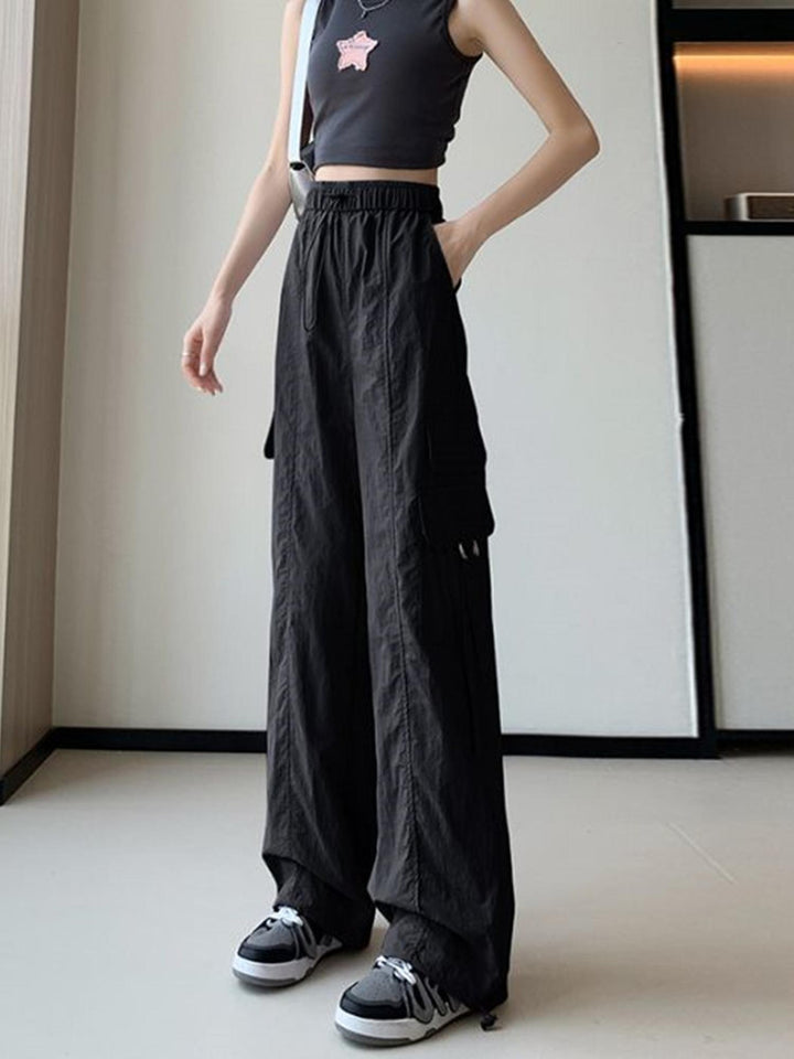 Black Baggy Fit Cargo Track Pants