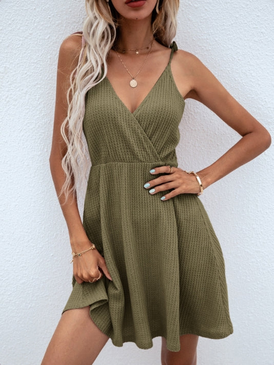 Green Skater Dress With Straps