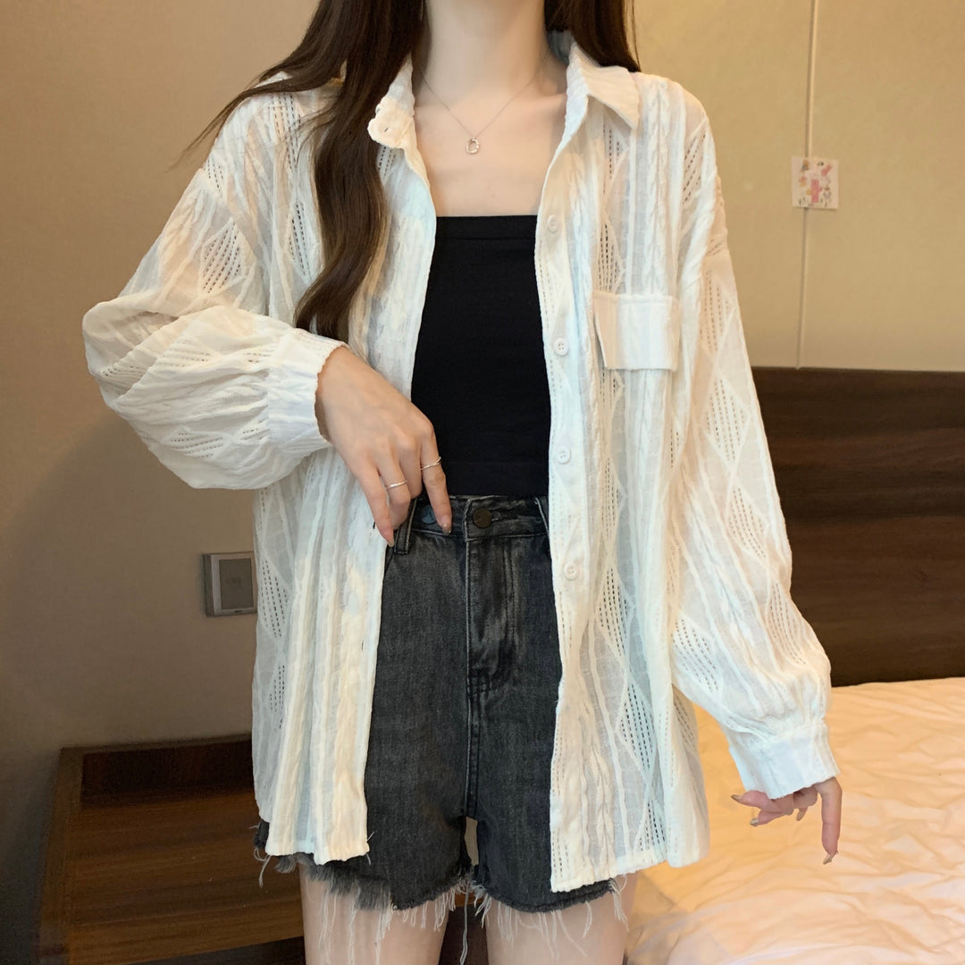 White Sheer Button Down Shirt
